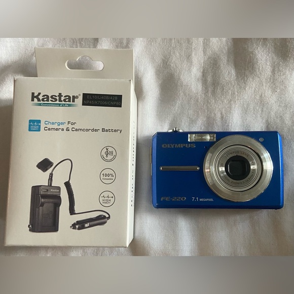 Olympus FE-220 7.1 MP Blue Digital Camera - Working, Used, w/ Battery & Charger - Picture 6 of 7